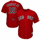 Red Sox 19 Jackie Bradley Jr. Scarlet 2018 World Series Champions Team Logo Player Jersey Dzhi,baseball caps,new era cap wholesale,wholesale hats